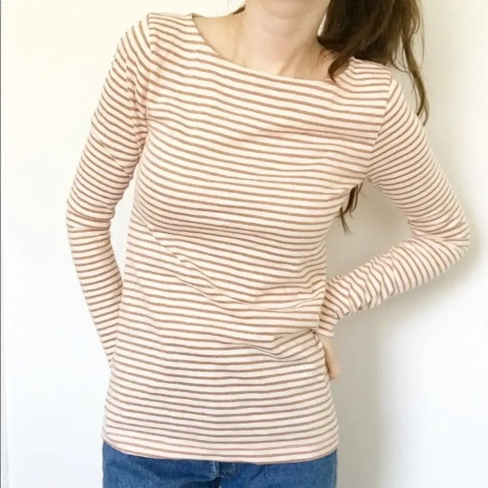 J Crew Artist Metallic Striped Long Sleeve Tee XXS